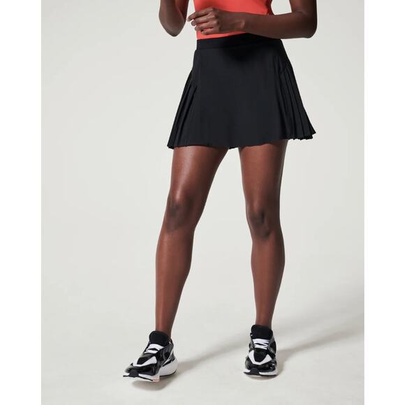 Spanx Get Moving Pleated Mini Skort Black Booty Boost Shorts Tennis Golf 14" Med - Picture 3 of 11